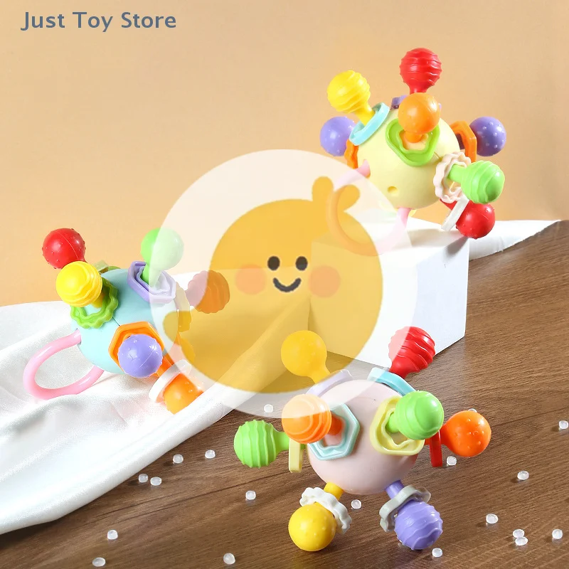 [JT]1Pc Hand Grip Ball Teething Rattle Portable Sound Toy for Newborn Infant Early Learning Development