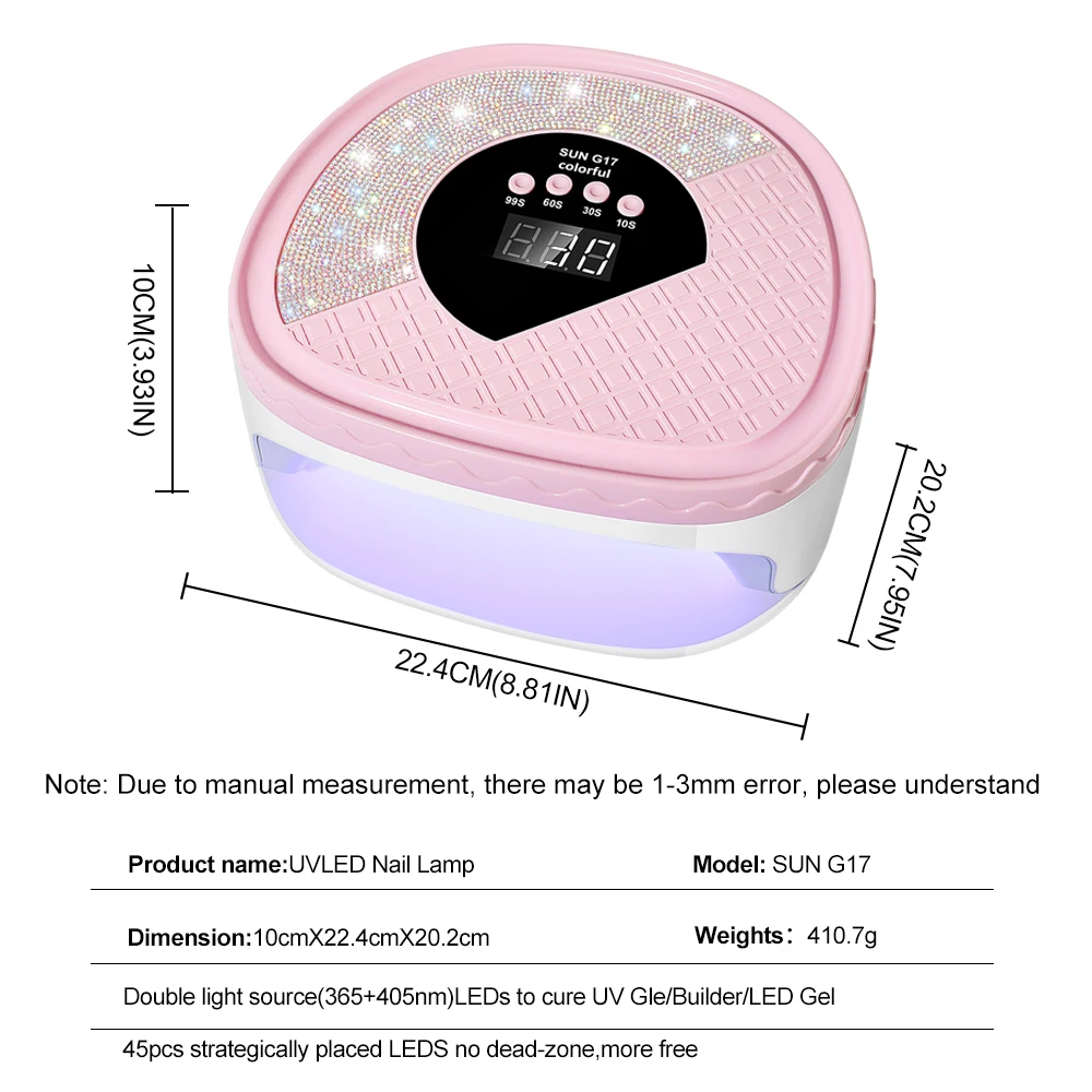 LIMEGIRL UV LED مسمار مصباح مع شاشة LED 45 المصابيح المهنية مسمار تجفيف مصباح لعلاج جميع أدوات الصالون البولندية هلام الاكريليك