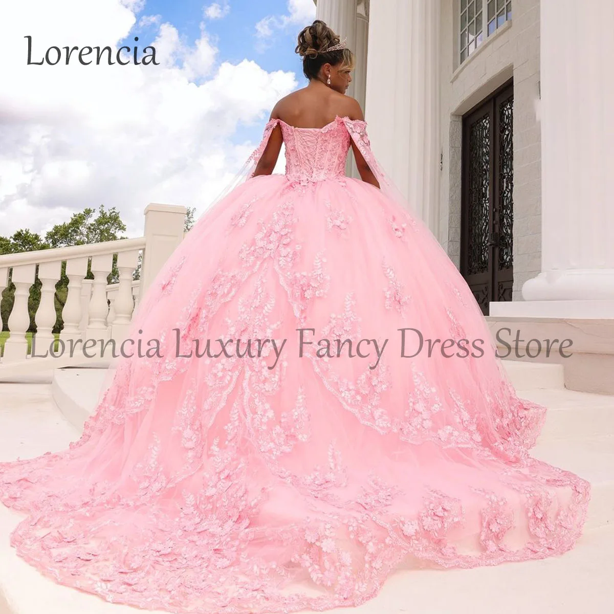 Roze Luxe Mexicaanse 2024 Quinceanera Jurk Sweet 15 16 Baljurk Formele 3d Bloemen Strapless Applique Vestidos De Xv Anos