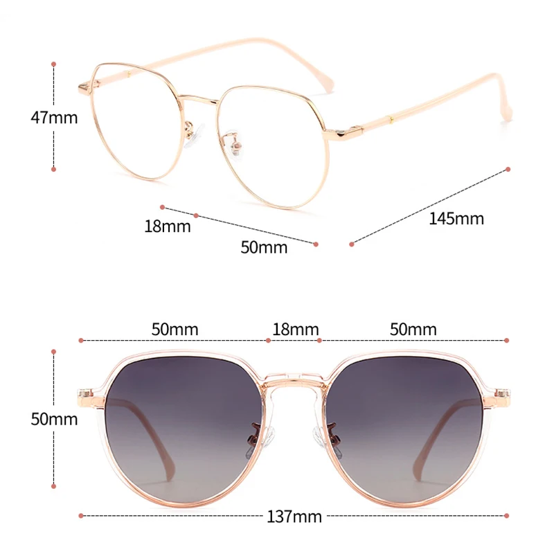 Ceofy 2022 Women Fashion Glasses Frame Polarized Sunglasses Clip On Brand Designer Myopia Prescription Retro Eyeglasses Frame