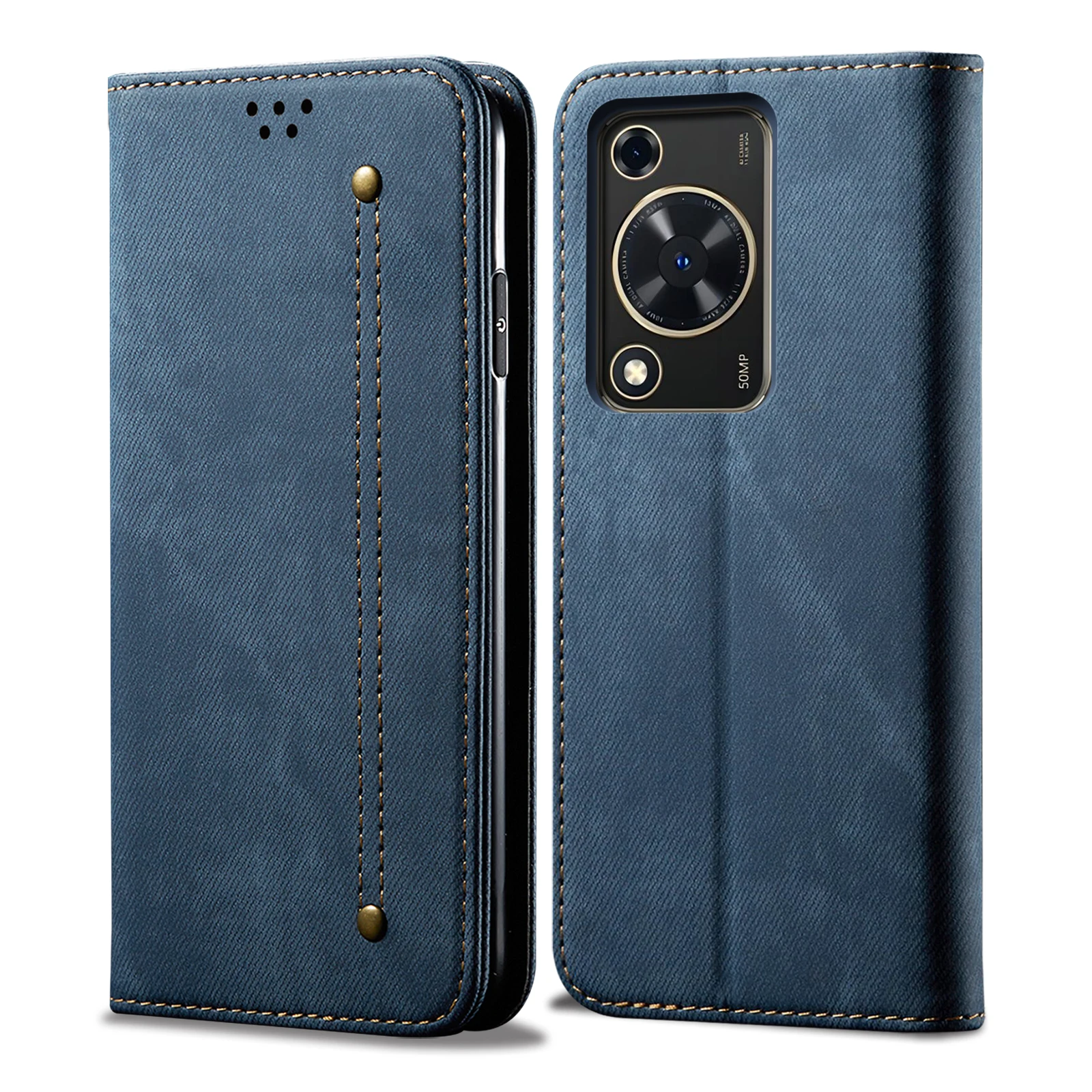 

Flip denim leather card slot wallet Back Cover For Huawei Enjoy 70 Magnetic closed Fall prevention Phone Case For Huawei Enjoy70