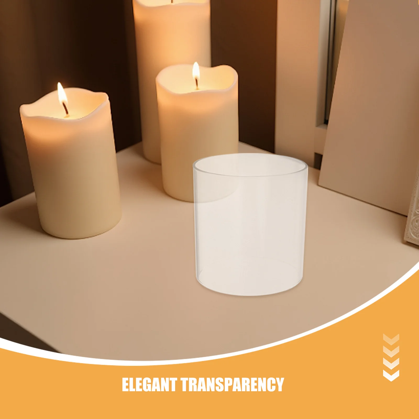 2 قطعة غطاء مصباح اسطوانة من الزجاج الشفاف للشموع معزز السطوع حامل مفتوح الأطراف لحديقة الفناء الخارجية