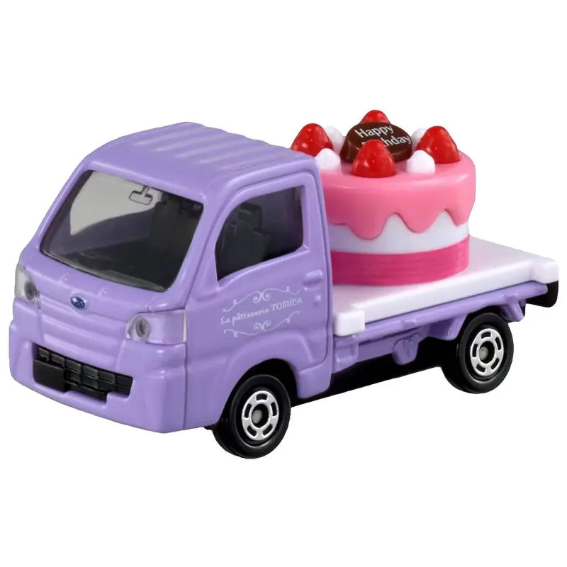 

Original TAKARA TOMY Tomica No.27 Subaru Sambar Cake Car 1/55 Diecast Alloy Truck with Removable Cake Working Suspension Collect