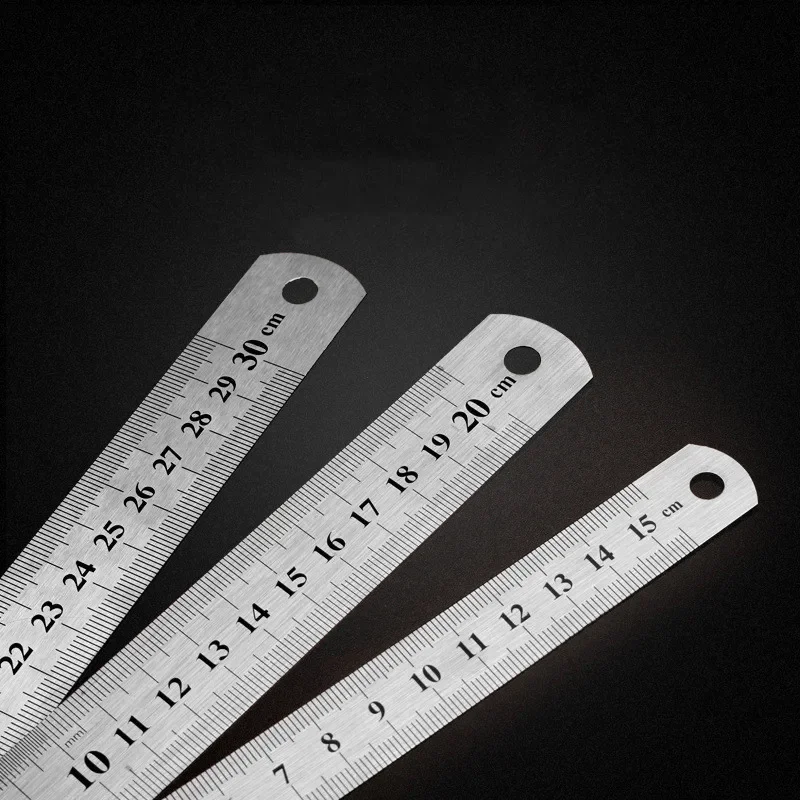 

1 Pc 15cm/20cm/30cm Metal Straight Ruler Double Sided Learning Office Stationery Drafting Supplies