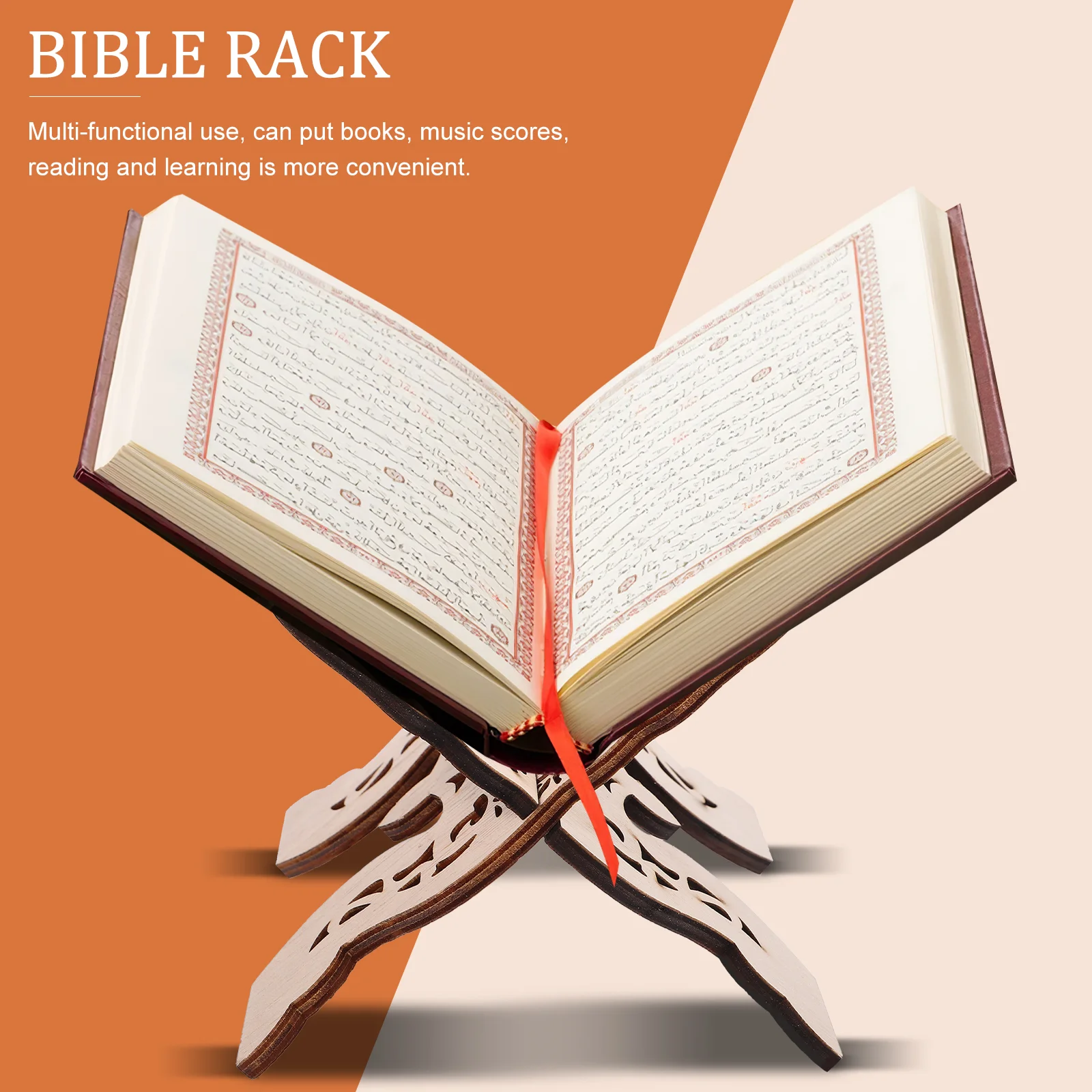 Supporto per libri staccabile Islam Eid Supporto per libri decorativo Supporto per libri in legno Supporto per lettura biblica Supporto per bibbia in legno