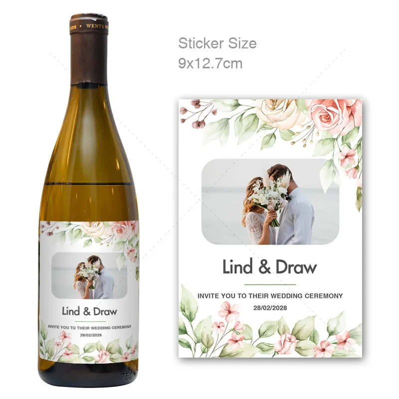 مخصص شخصية العروس الزفاف النبيذ بطاقة لاصقة حفلة عيد ميلاد الشمبانيا ملصقات يلتف زجاجة الديكور علب الهدايا تسميات