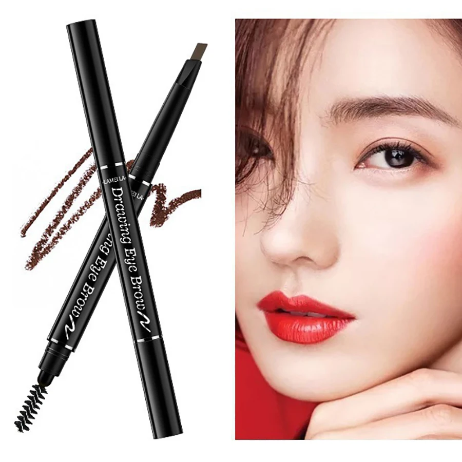 Dual-ended eyebrow pencil for women waterproof and sweatproof natural and long-lasting not easy to take off the color