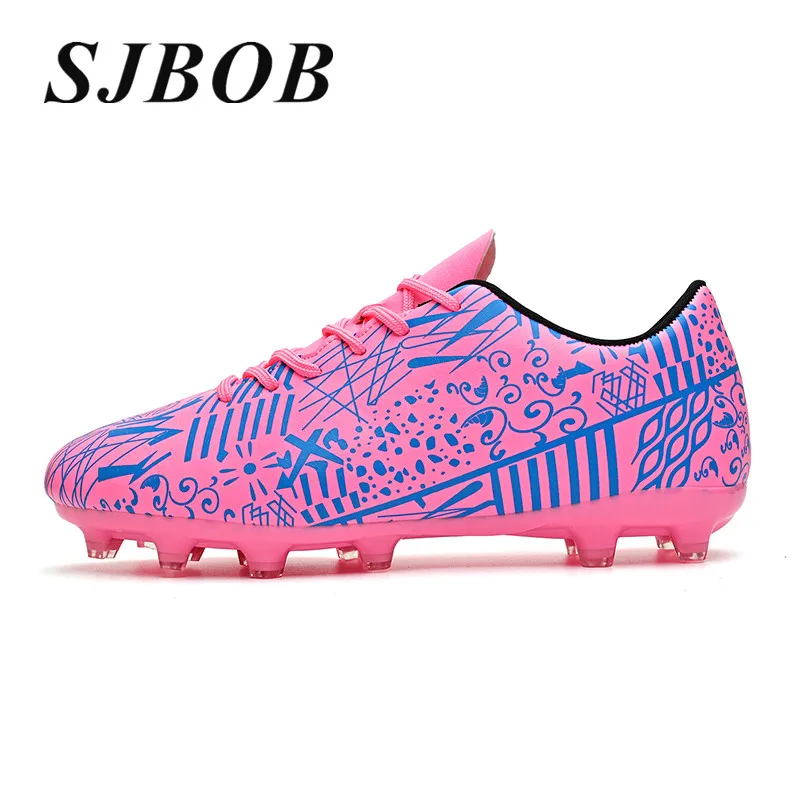 

Pink Soccer Shoes Men Long Spike Football Shoes For Man Trend Graffiti Couple Football Field Cleats Man Trainers chuteira campo