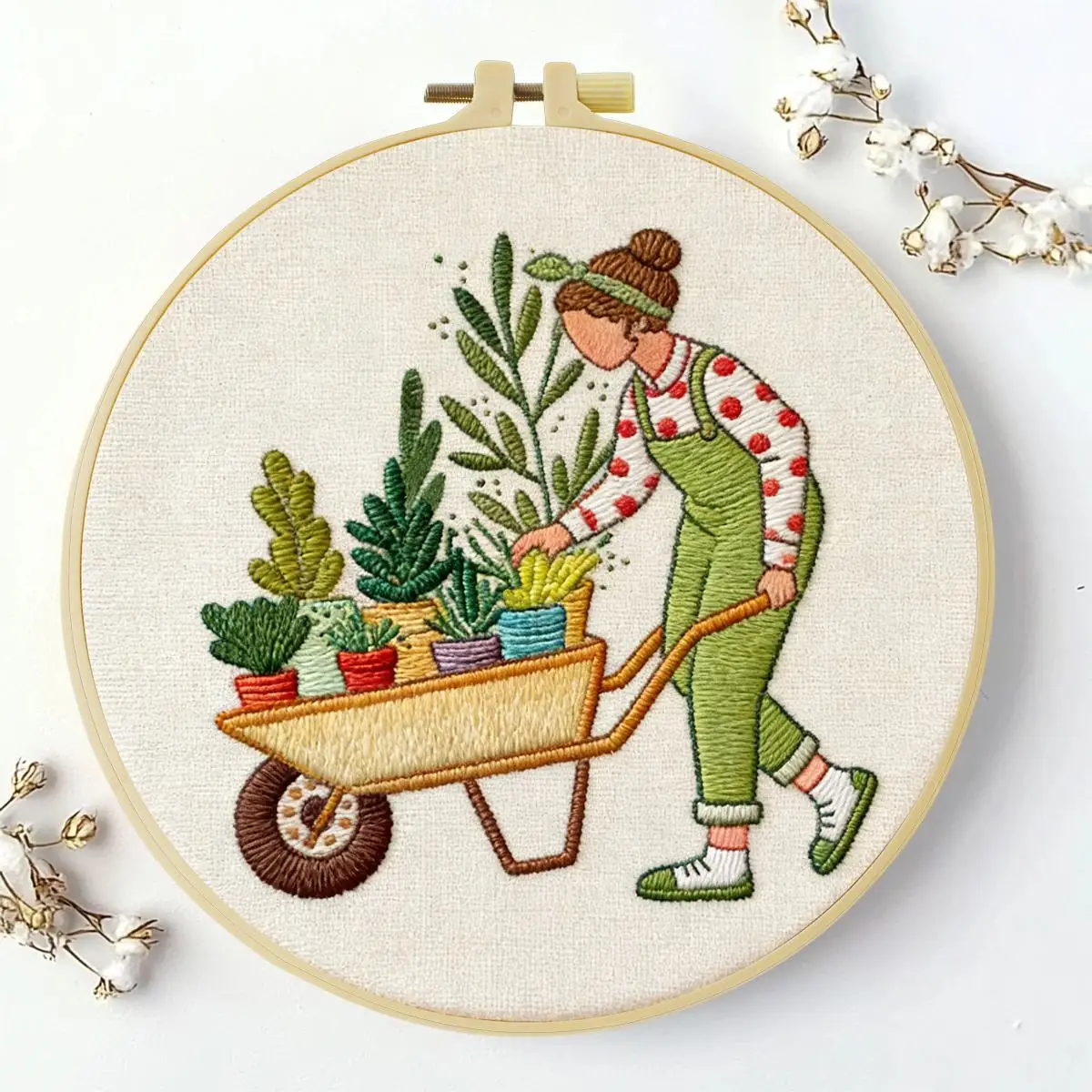 1 Stück 20X20CM/15X15CM 7,87/6,3 Zoll Garten-Stickerei-Starter-Kit DIY-Kit DIY-Stickerei-Set Handarbeits-Set für Anfänger – Detail 2