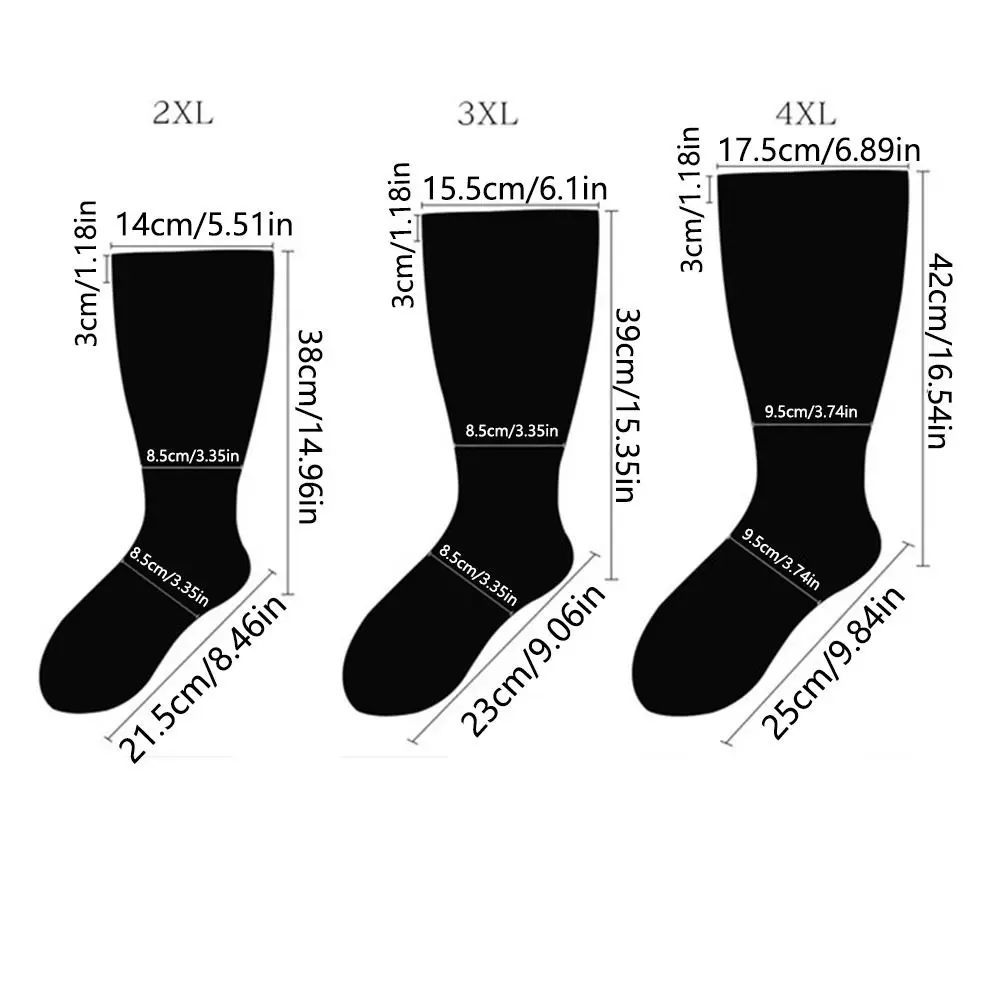 Chaussettes de Compression Extra Larges et Respirantes de Grande Taille 2XL-4XL, Soutien du Gonflement du Mollet