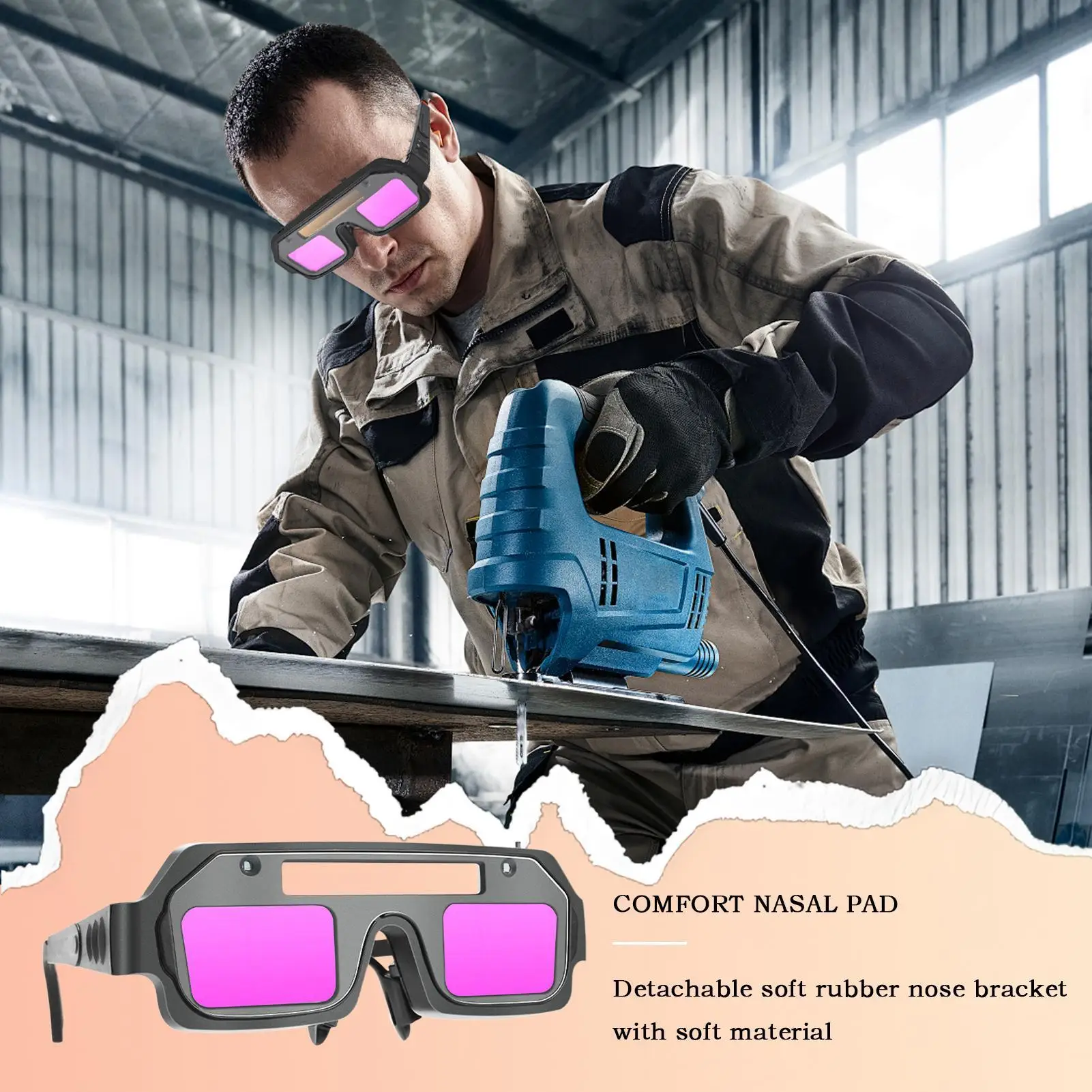 

Welding Glasses Auto Darkening Automatic Changing Welding Goggles 3 Lighting Modes Comfortable Arc Lens Eye Protection Auto