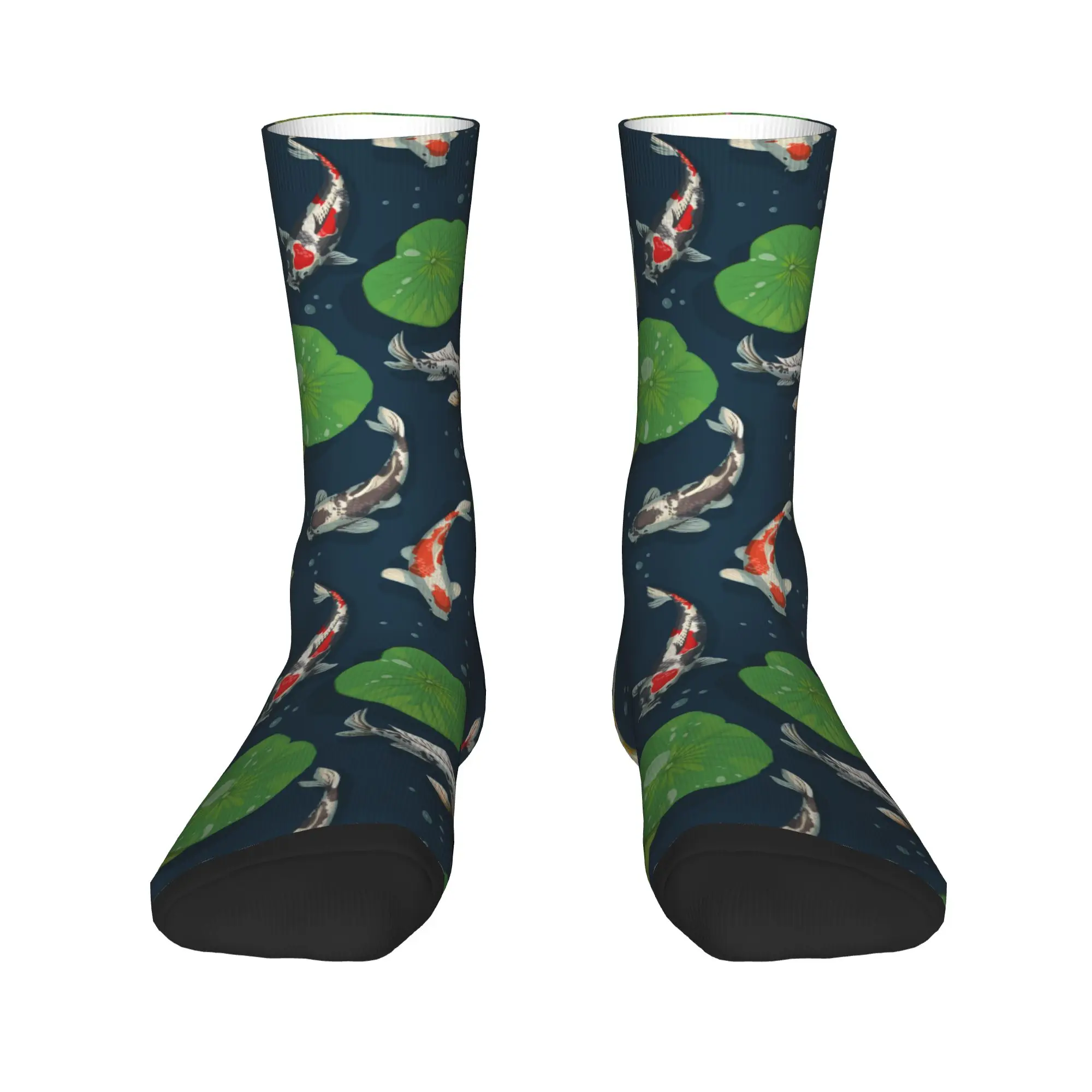 Koi Fish & Water Lily Pattern Socks  Modern Stockings Men Soft Climbing Socks Spring Graphic Anti Skid Socks