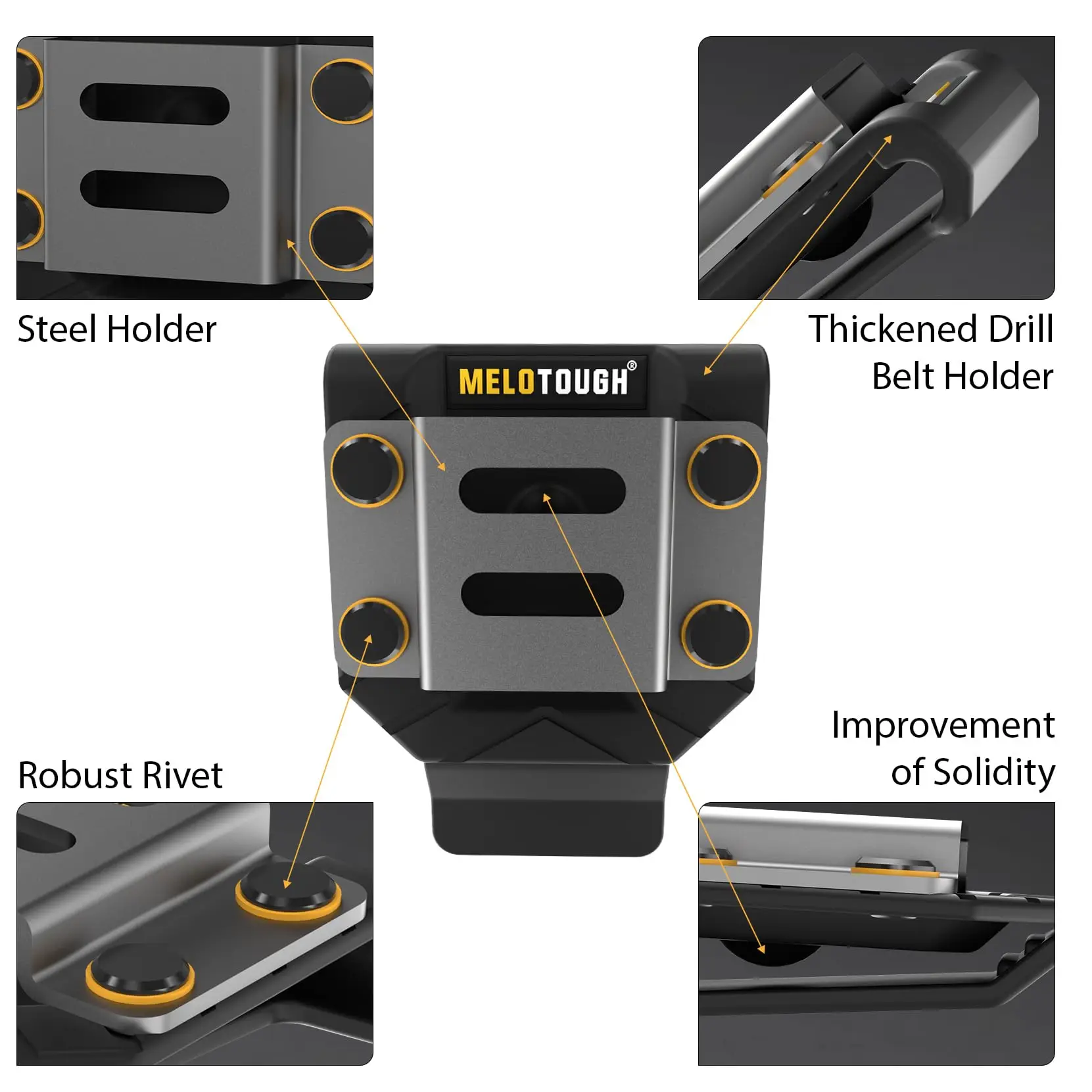 MELO Drill Holder Belt Clip,Heavy Duty Tape Measure Belt Holder for Cordless Drill,Hammer ,Tape Measure,Tools with Hanger Clips