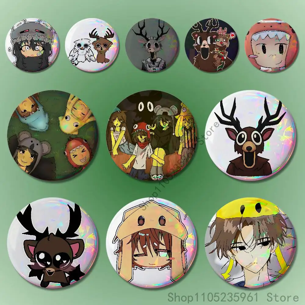 99 N-Nights in the F-Forest Deer Pin Tinplate Round Brooch Cosplay Nijigen Otaku Culture Badges 58mm 44mm 32mm 75mm 25mm