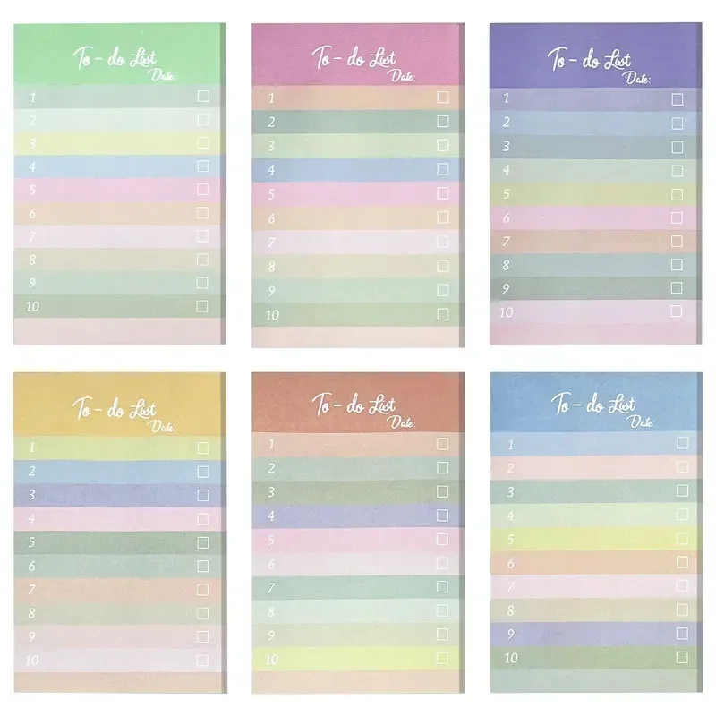 50Sheet Memo Pads Colorful To Do List Sticky Notes Self-Adhesive Message Notes Portable Daily Planner Grocery check List Notepad