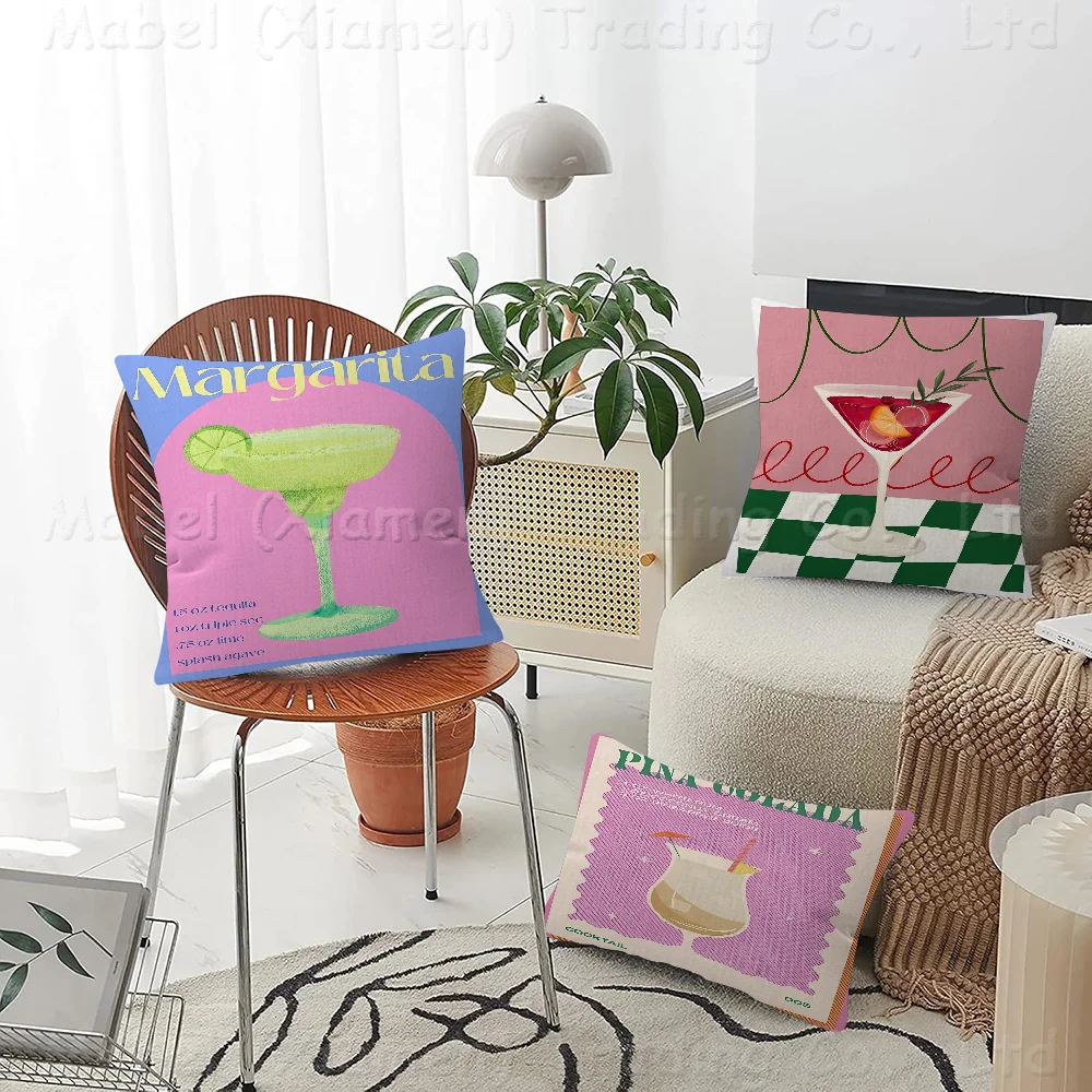 Colorful Cocktail Drink Good Cushion Cover Car Throw Pillow Case For Sofa Car Christmas Gift 40x40cm 45x45cm