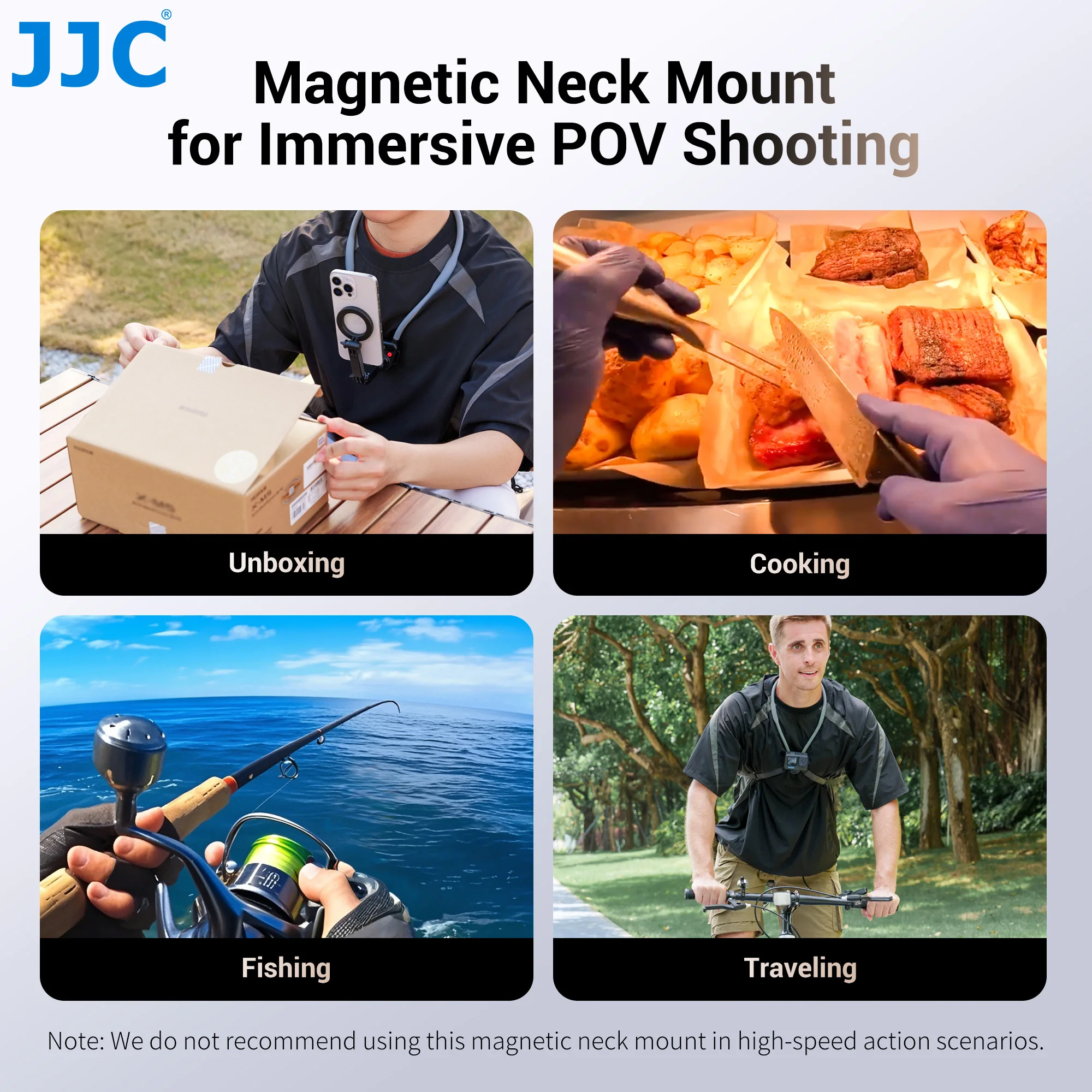 JJC Upgraded Neck Phone Holder for Recording Hands-Free POV/Vlog Video Filming W Anti-Shake Chest Strap for GoPro DJI iPhone 16