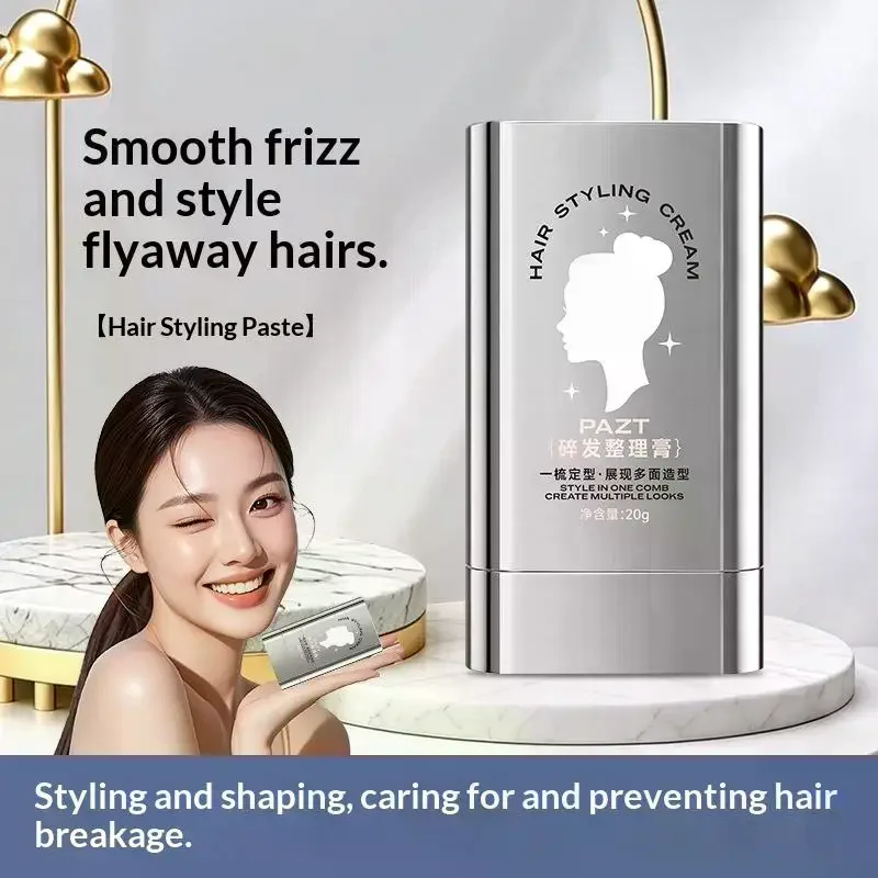 Hair Wax Stick Tames Flyaway Frizz Portable Long Lasting No Residue Hairstyling Wax for Women Short Hair Vacation Use