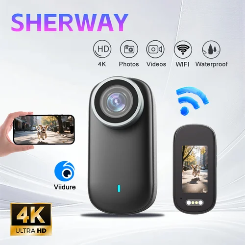 Mini cámara de acción 4K WiFi para deportes al aire libre, cámara de bolsillo para pulgar, casco portátil, videocámara de motocicleta para Vlog, cámara corporal de ciclismo