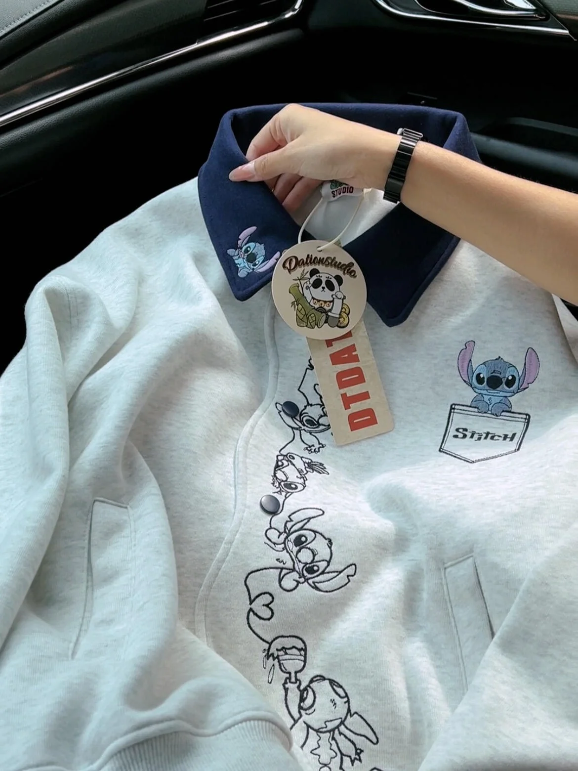 

Trendy Heavy Embroidery Hoodie Jaet Women Loose Casual Asymmetrical Collar Autumn Faionable Top Quali Cotton Long ...