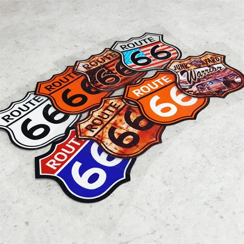 74x67mm US Highway ROUTE 66 Shield Car Stickers Motorcycle Helmet Phone Sticker Decals Reflective