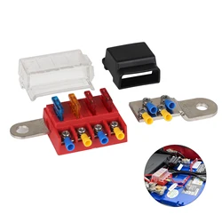 M10 100A 32V 4 Circuit Kit ST Blade Fuse Block Battery Terminal Mount Busbar Boating Equipment For Car Yacht Truck