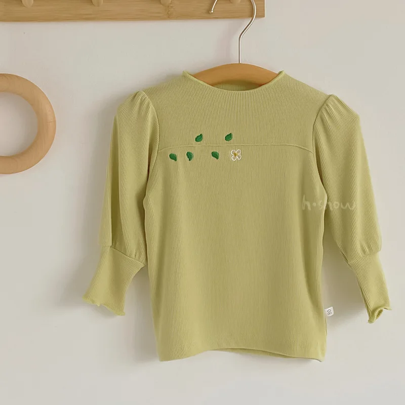 Elastic Fine Thread T-shirt for Children's Autumn New Style Girls' Base Shirt