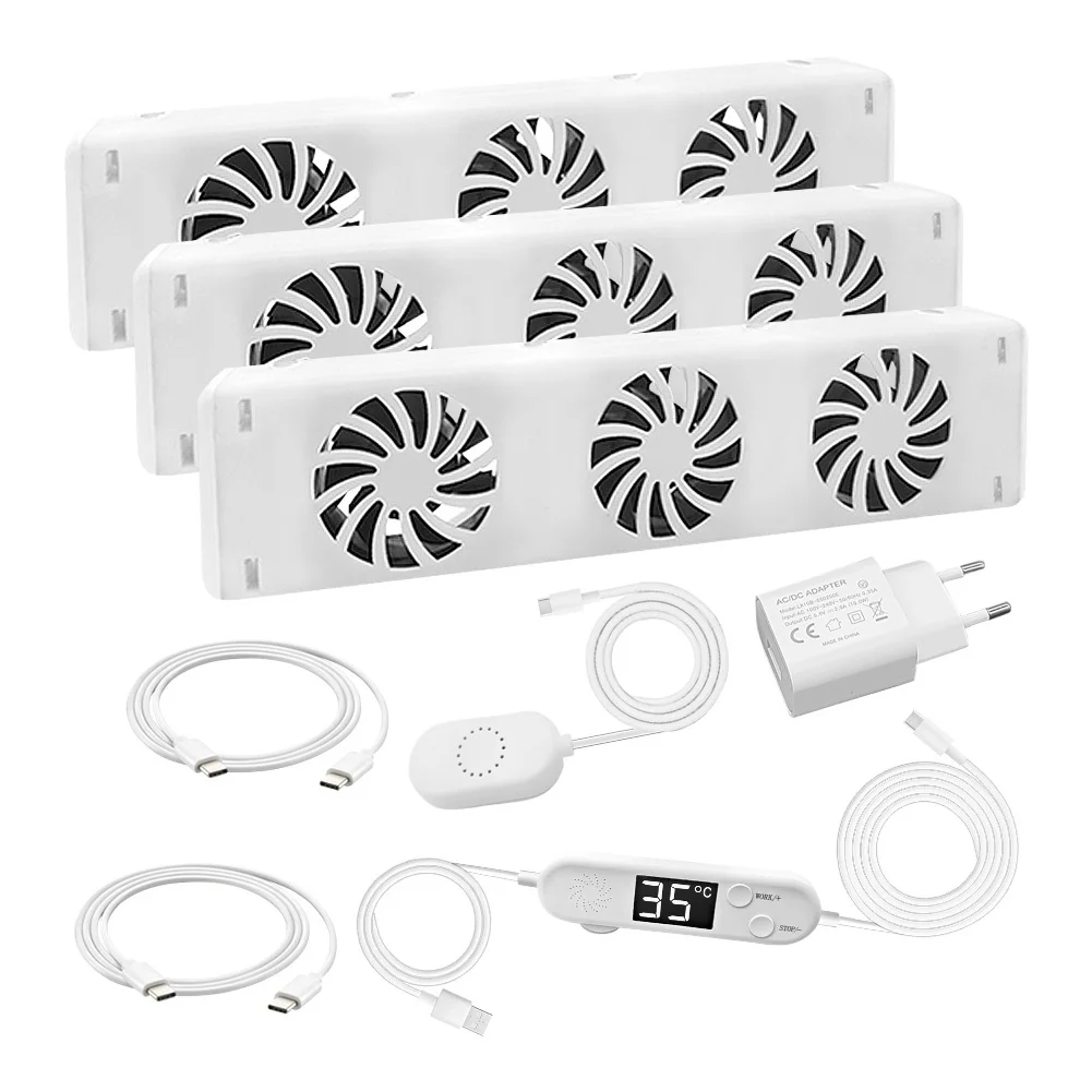 1set 3.0 Radiator Fan Airflow Rate Adjustment Booster Extension Set Ventilator Fan Automatic Energy-efficient Fan Heater