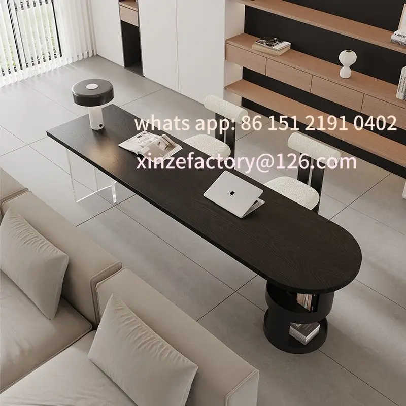 مكتب فرنسي بسيط قابل للتخصيص من الخشب الصلب طاولة دراسة مزدوجة طاولة كمبيوتر صنوبر أفقية قاعة أريكة خلفية طاولة طويلة مكتب #3