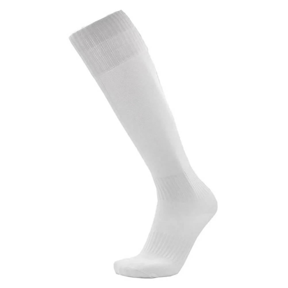 Unisex Sports Mens Boys Football Soccer Plain Long Socks Over Sock (White)