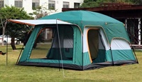 Outdoor Camping Double layered Luxury Tent Large Family Tent, 5-8 People Waterproof and Sunscreen Two Bedroom and One Bedroom