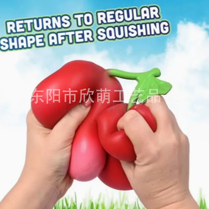 Squeeze Cherries Squeezy Stress Relief Sensorisches Spielzeug, langsam zurückfederndes Zappelspielzeug für Erwachsene, Angstlinderung, entspannende Unterhaltung