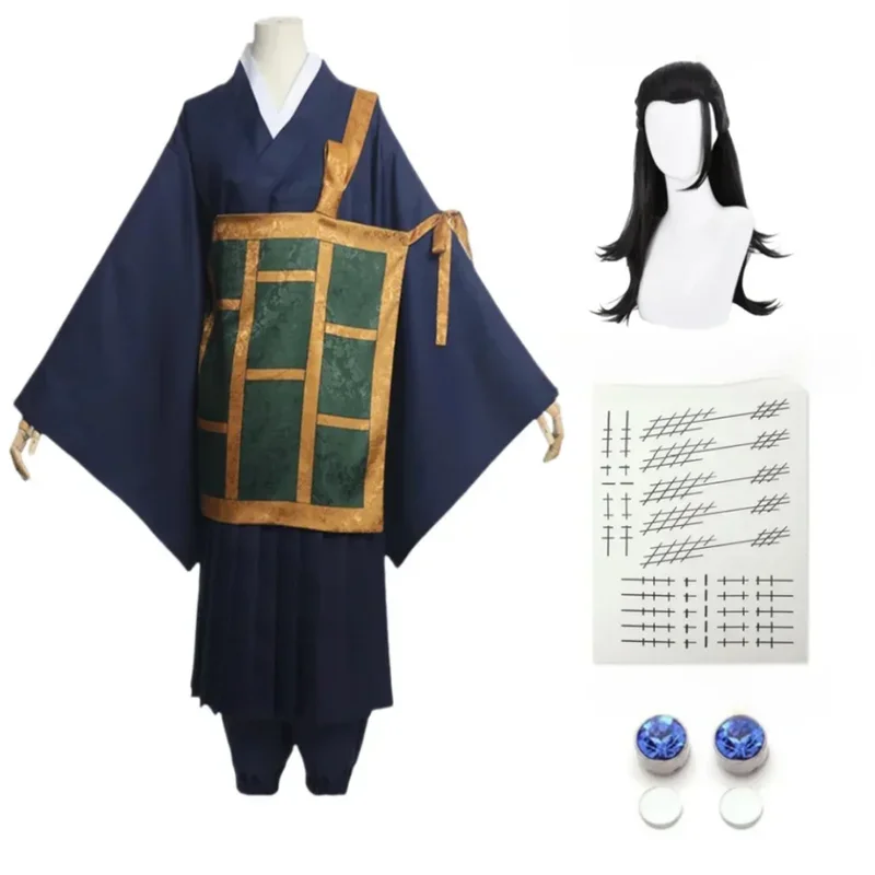 Cosplay Anime Geto Suguru Costumes Wig Sets Adult Men Women Outfits Japan Kimono Halloween Blue Black Clothing