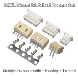 10Set/50set MICRO JST MX1.25 90°/180° Connector Straight needle / Curved needle + Housing + Terminal 2Pin~12pin 1.25mm Pitch