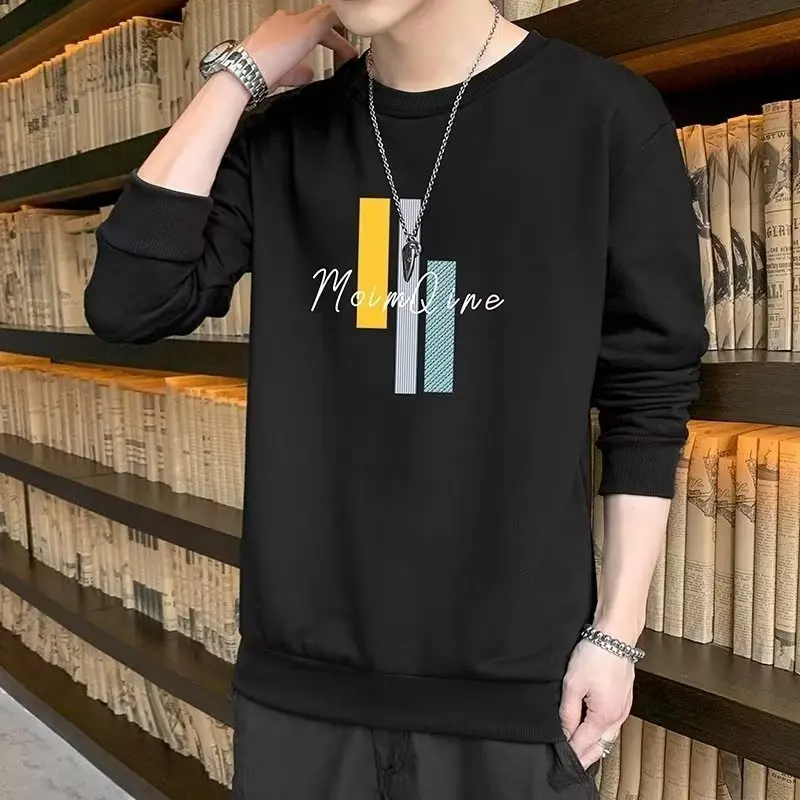 

Autumn Korean Version Hoodie Men Letter Printed Long sleeve o-Neck Sweatshirt Quality Cotton Pullover Casual Cozy Y2k Style Tops