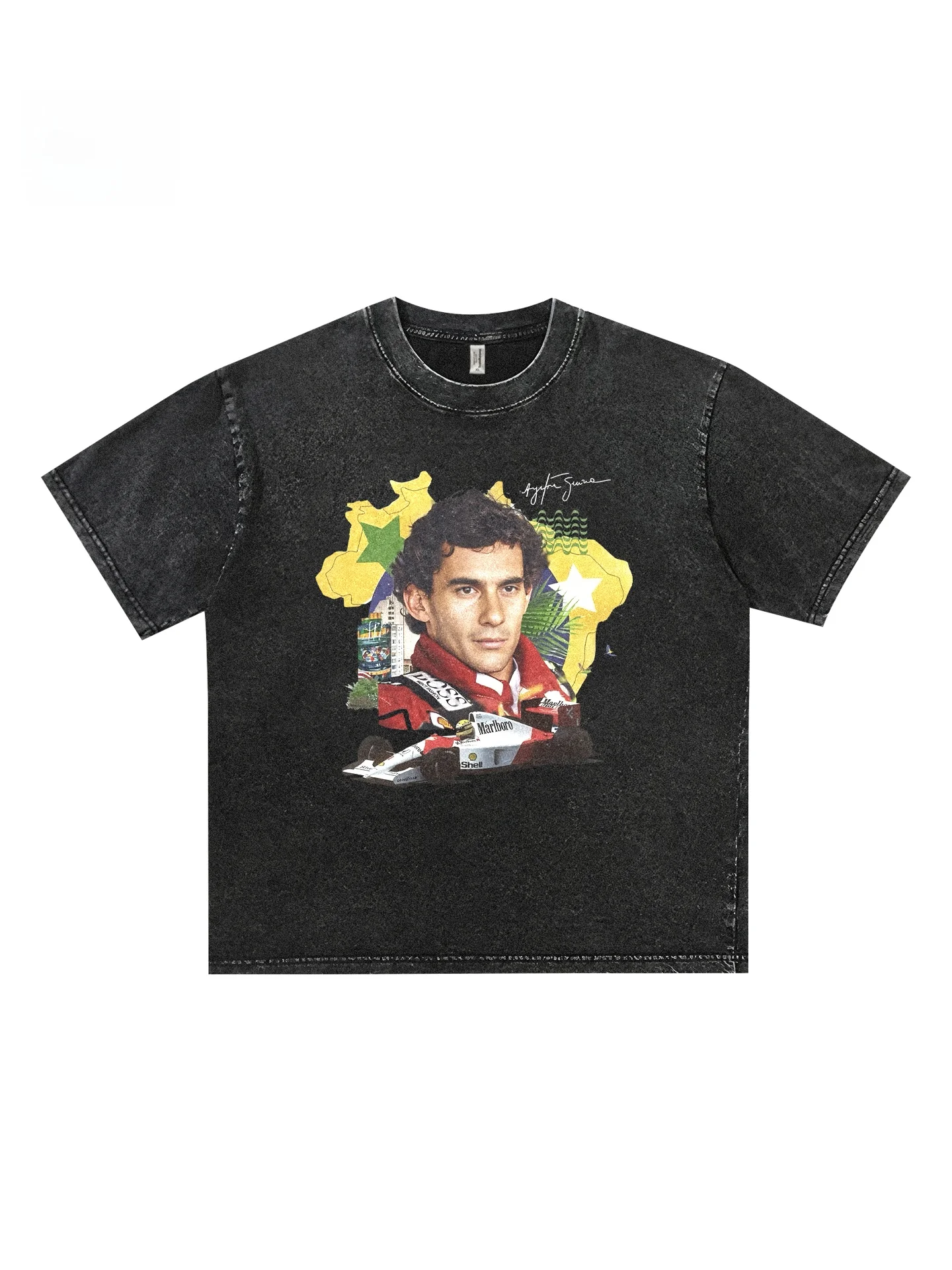 メモリアル-f-se-ハンカチプリント純綿半袖ルーズカジュアル-tシャツメンズファッションレースカー服