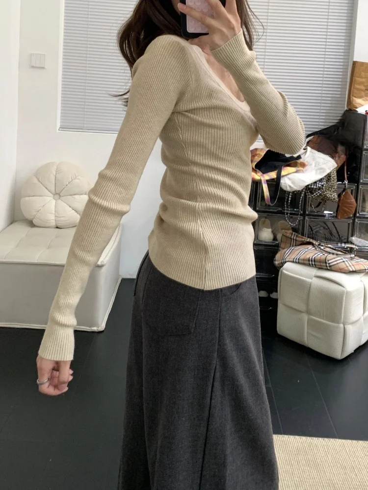 

Женский вязаный свитер U-Ne Olive, удлиненный, осенне-зимний, утепленный, приталенный, с эффектом второго слоя, подходит как верхняя одежда, так и как базовый слой