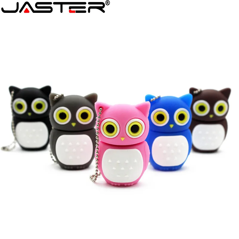 Cute Owl U Disk 64GB Pink 32GB Black Pen Disk Blue 16GB Memory Stick Keychain Cartoon Creative Children's Day Gift