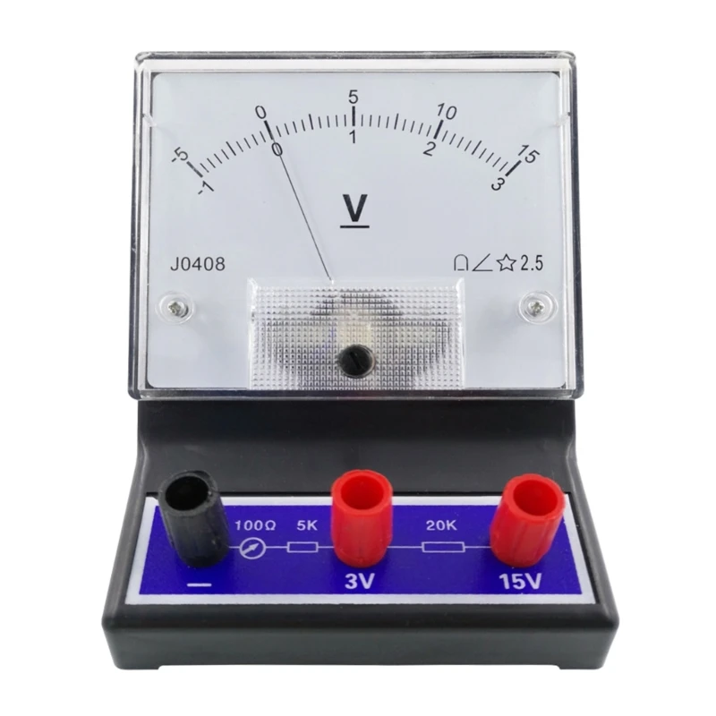 

DC Voltmeter Analog Panel Voltage Meter Mechanical Pointer Type -1-0-3V/-5-0-15V for Physics Teaching