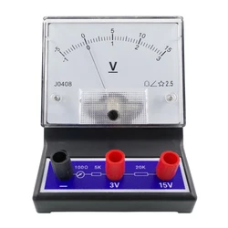 DC Voltmeter Analog Panel Voltage Meter Mechanical Pointer Type -1-0-3V/-5-0-15V for Physics Teaching