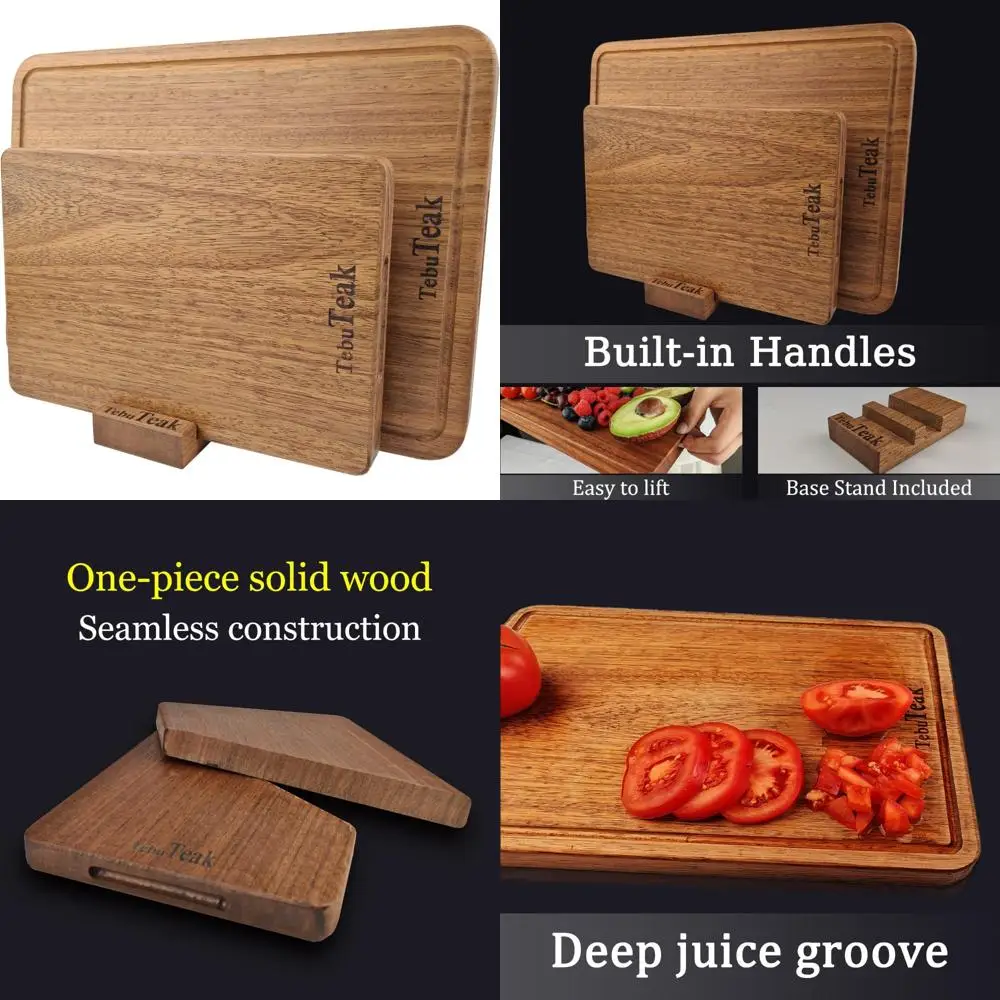 

Набор цельных разделочных досок из массива тикового дерева — прочные, неклеенные и приятные для ножей разделочные доски