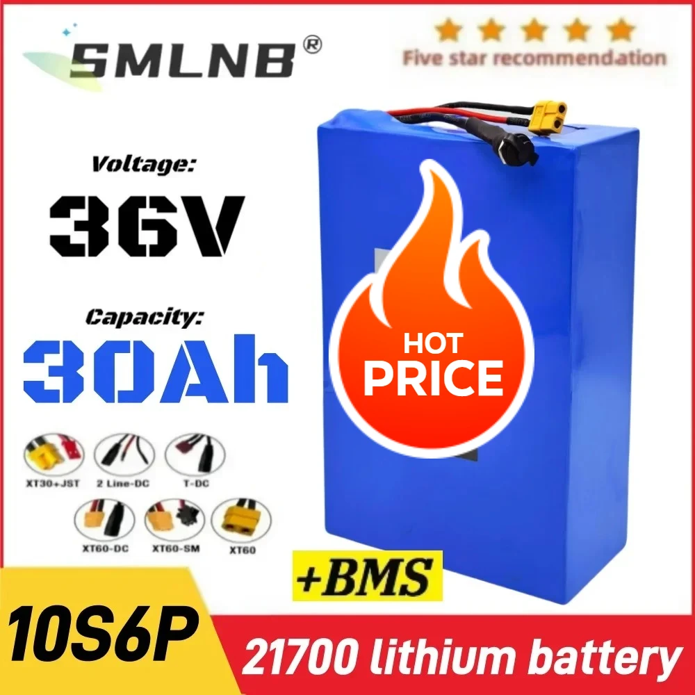 36V 30Ah 10S6P Rechargeable 21700 Lithium battery pack 1000W Built in BMS Suitable for bicycles, wheelchairs Scooter Battery