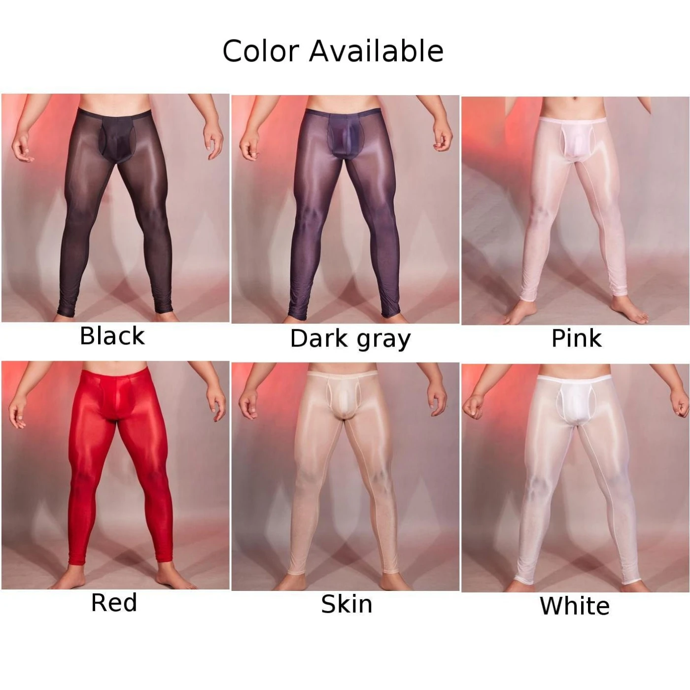 Men\'s Tights Long Pants Sexy Underwear Hombre U Convex Thongs Glossy Comfort Breathable Slimming Lingerie Transparent Nightwear