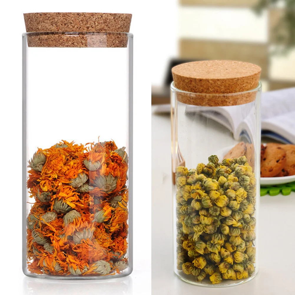 

300Ml Glass Storage Jar Transparent Airtight Container For Tea Flour Spices Cookies Food Storage Tank With Cork Lid Kitchen