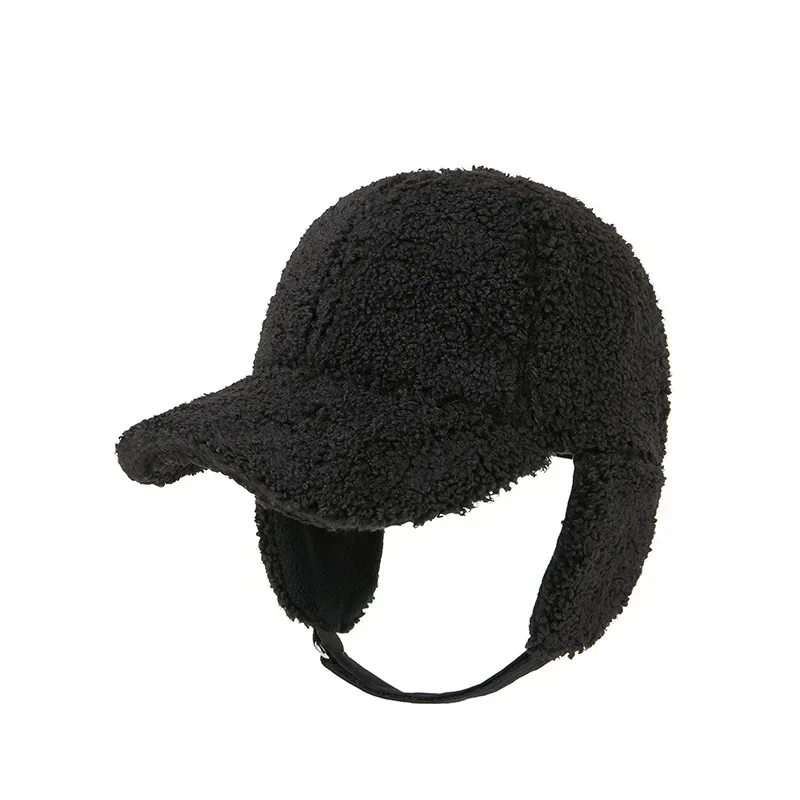 New Winter Lamb Fleece Thickened Baseball Cap Men and Women Luxury Simple Trend Outdoor Windproof Ear Protection Warm Peaked Hat