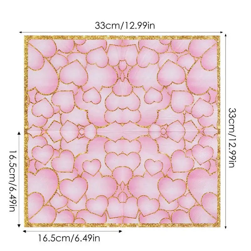하트 냅킨 종이 20X 생일 접시 냅킨 테이블 센터피스, 독신 장식 저녁 냅킨, 발렌타인 데이