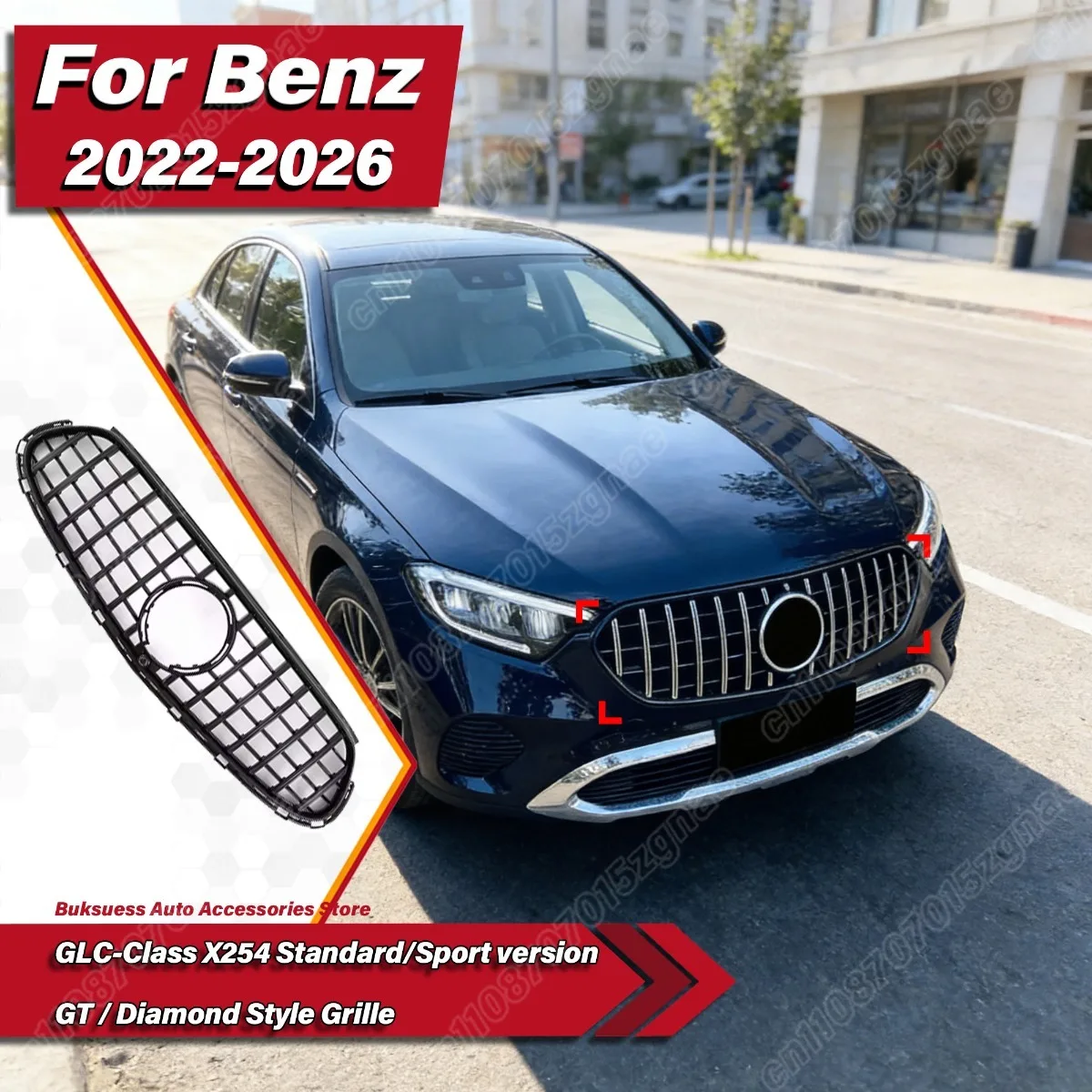 

For Mercedes Benz GLC-Class X254 Standard/Sport Version 2022 2023 2024 2025 2026 GT / Diamond Style Grille Body Modification Kit