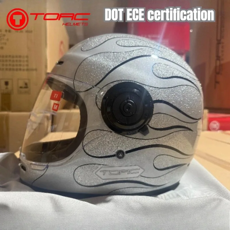 Hot TORC Motorycle Riding Vintage Helmet Moto Full Face Helmet Cover Retro Helmet Men Motorbike Personality Cool Locomotive