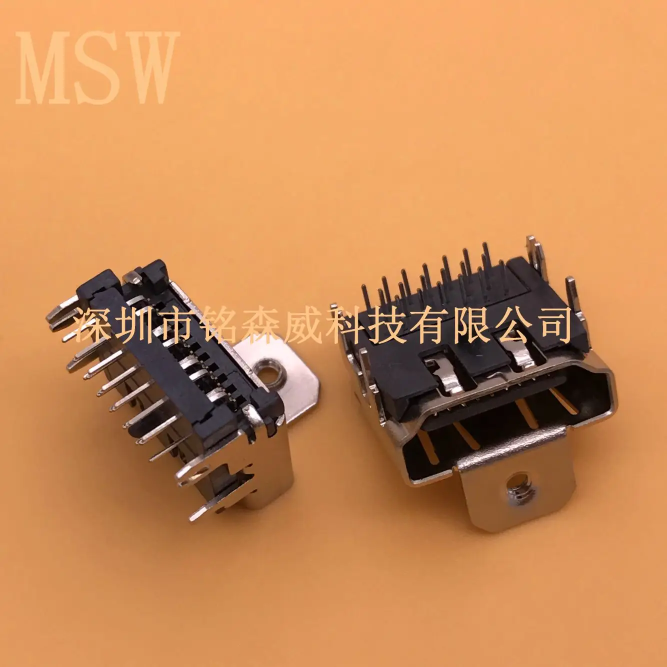 For Supply HDMI 19P DIP three-row needle with screw hole, earhole height 12.3mm with column, all-inclusive female seat