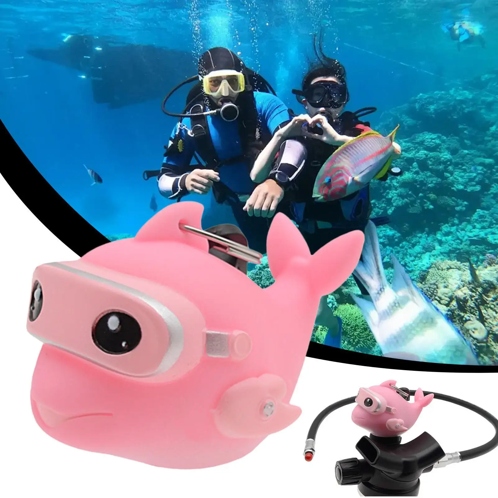 Osłona przeciwpyłowa do regulatora nurkowego, ochraniacz na ustnik nurkowy, kreskówkowy delfin, rękaw ochronny, pyłoszczelny z klipsem, świecący w ciemności